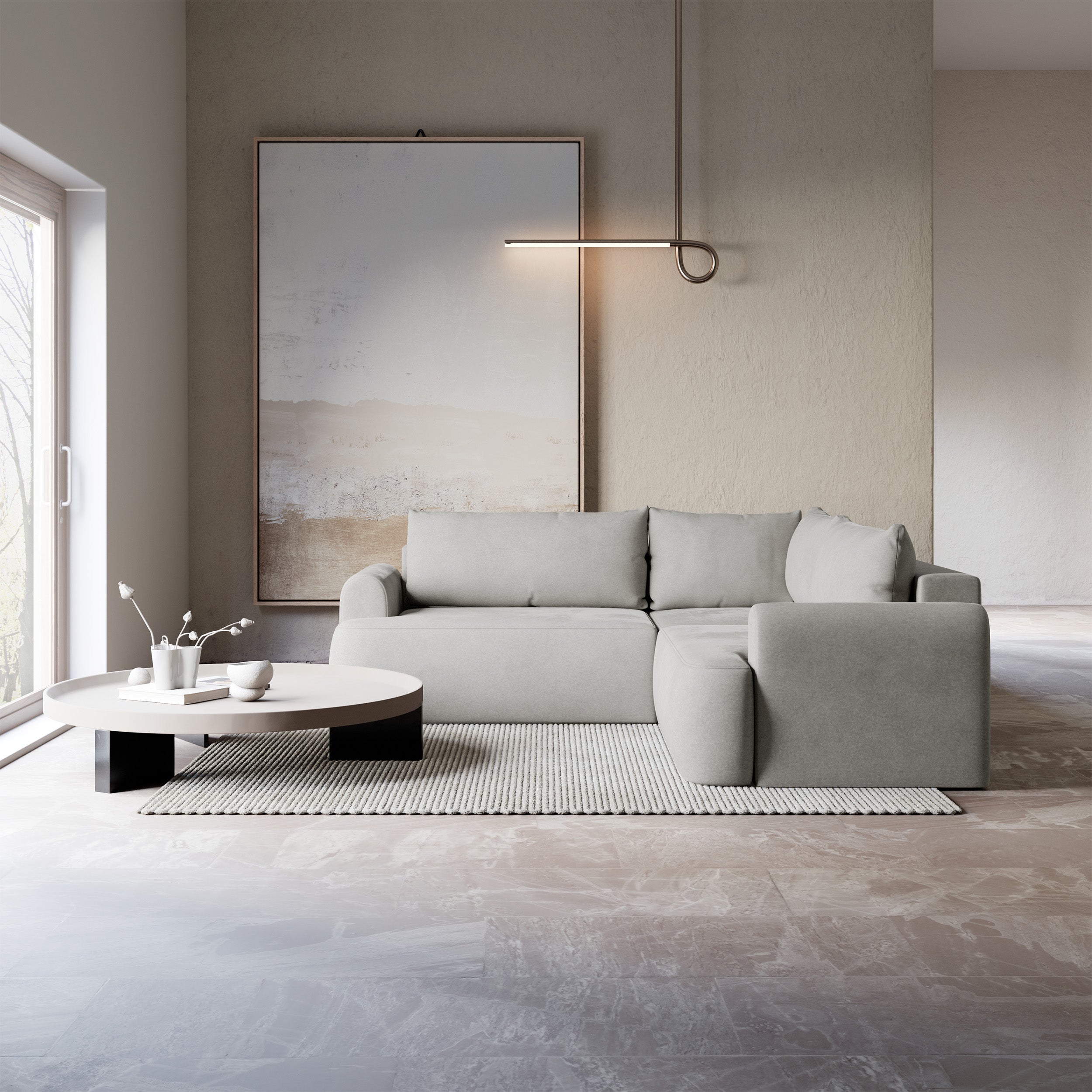 selsey-ovo-ecksofa-l-universell-mit-schlaffunktion-hellgrauer-samt-pflegeleicht image 2