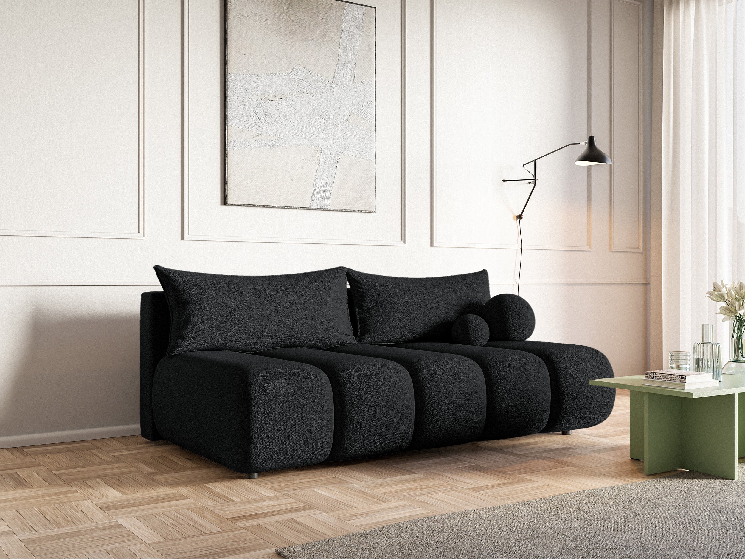 selsey-dandelino-mini-dreisitziges-sofa-mit-schlaffunktion-schwarzes-boucl image 3