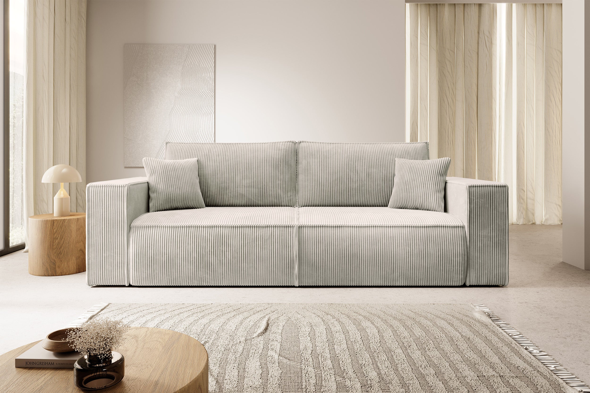 selsey-farese-drei-sitzer-schlafsofa-mit-stauraum-cremefarbener-cord image 2