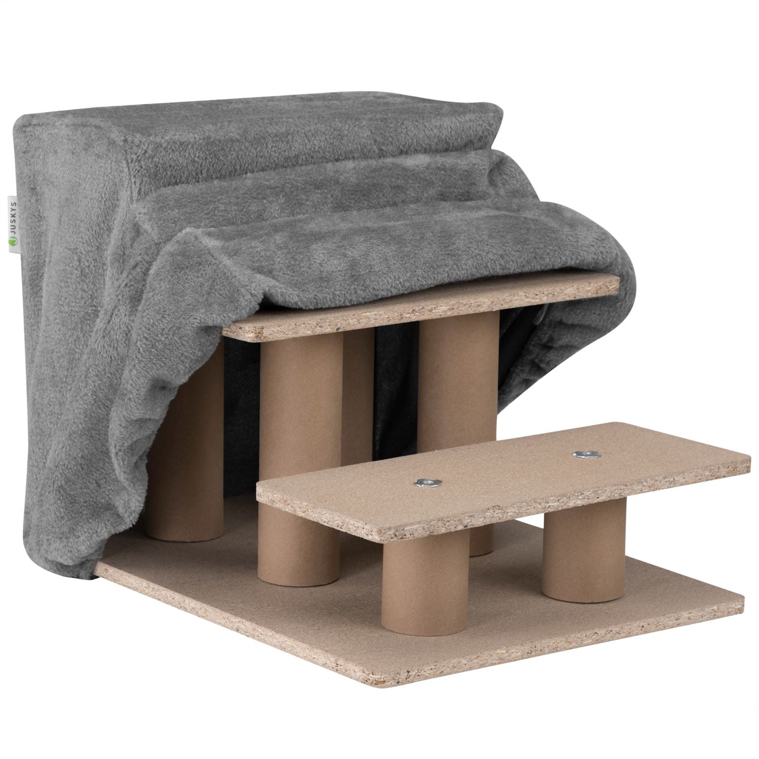juskys-haustiertreppe-timmy-mit-3-stufen-hundetreppe-katzen-treppe-pl-sch-grau-3 image 8
