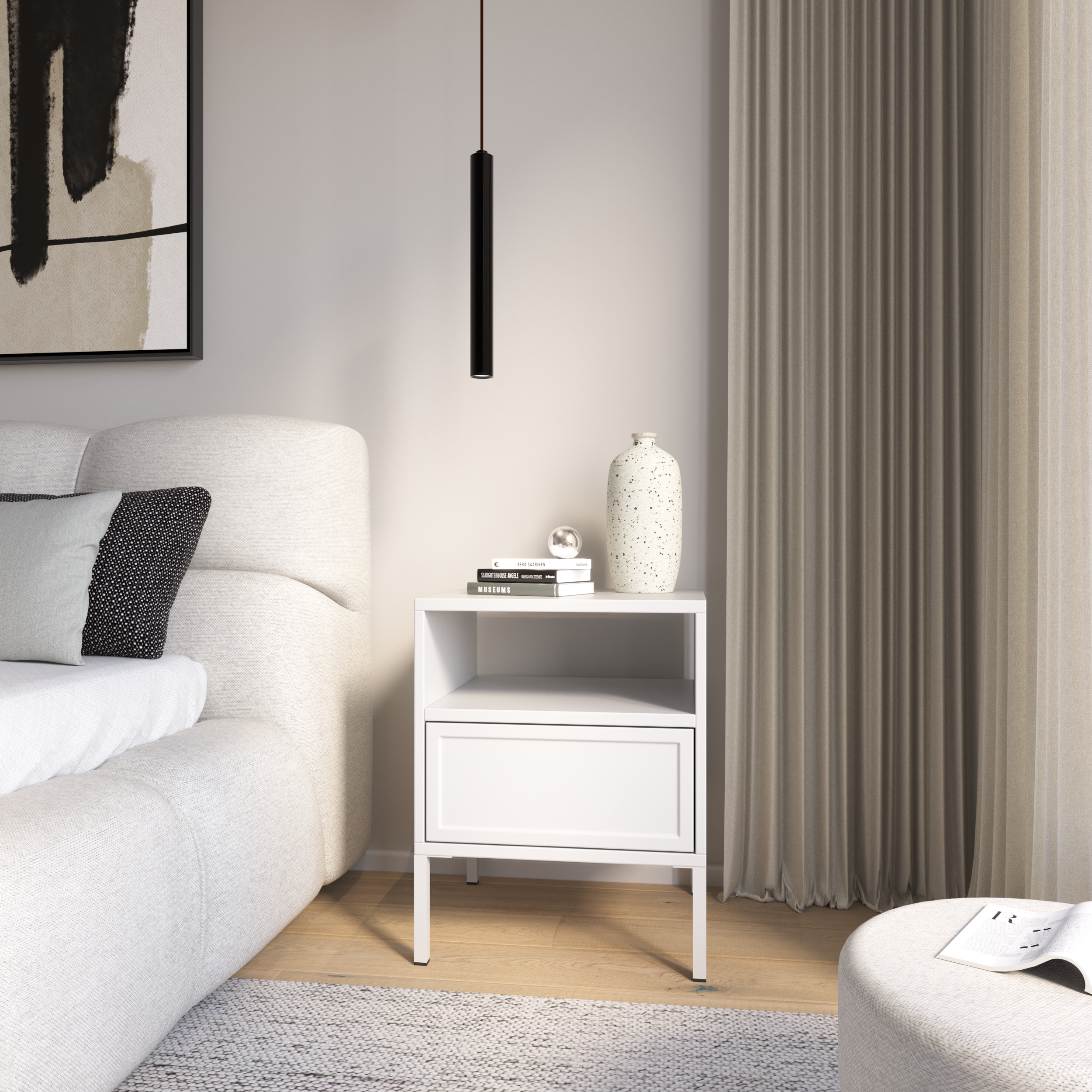 selsey-velveto-nachttisch-45-cm-mit-schublade-wei image 2