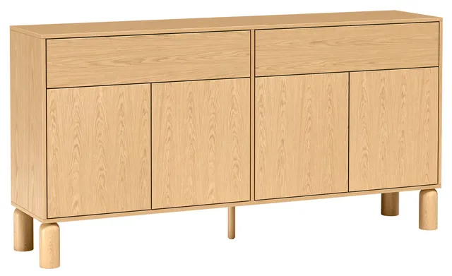 selsey-sanden-viert-rige-kommode-mit-zwei-schubladen-180-cm-eiche-bookmatch image 1