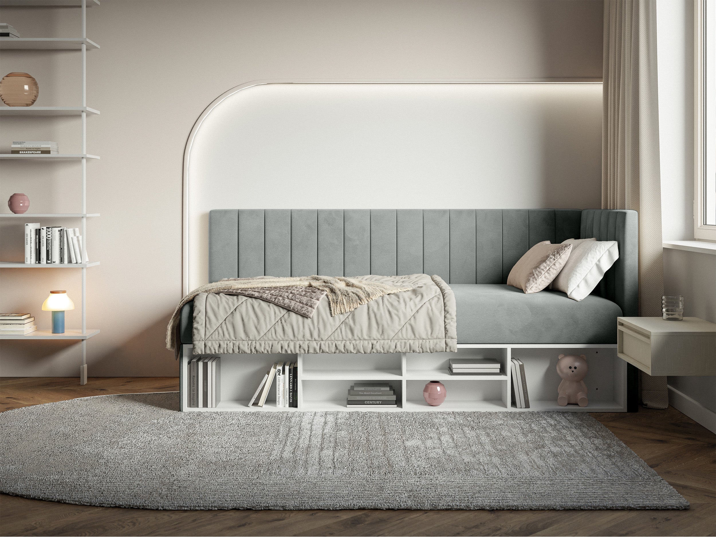 selsey-ventrio-jugendbett-90x200-cm-rechtsseitig-grauer-velours-wasserabweisend- image 2