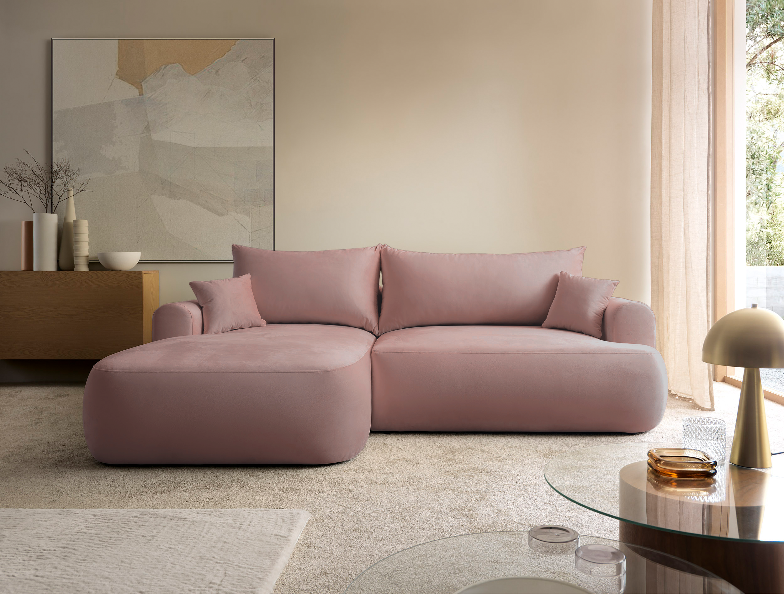 selsey-ovo-ecksofa-mit-schlaffunktion-l-form-links-mit-stauraum-hellrosa-velours image 2