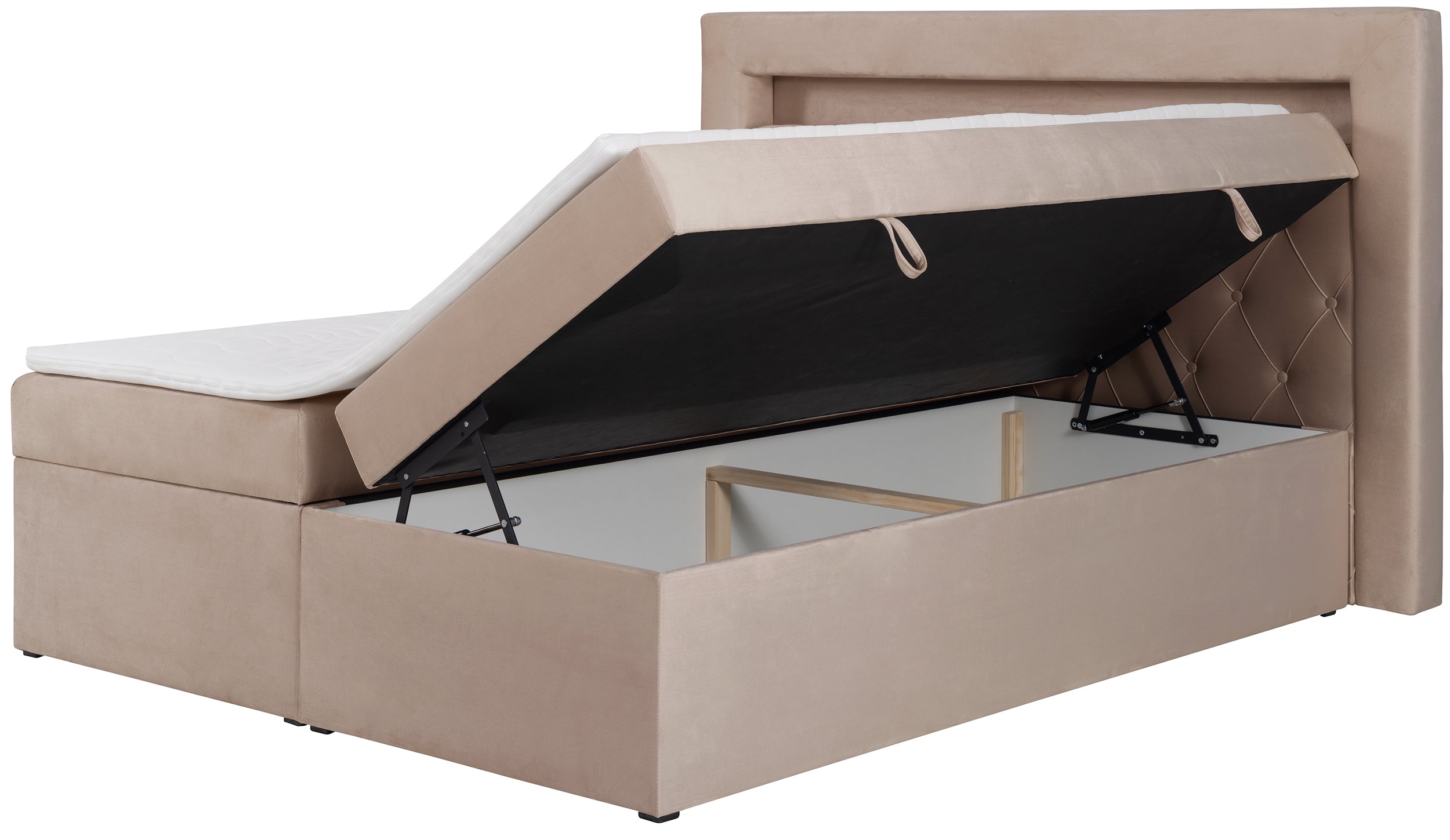selsey-goldess-kontinentalbett-140x200-cm-mit-stauraum-und-led-beiger-samt image 8