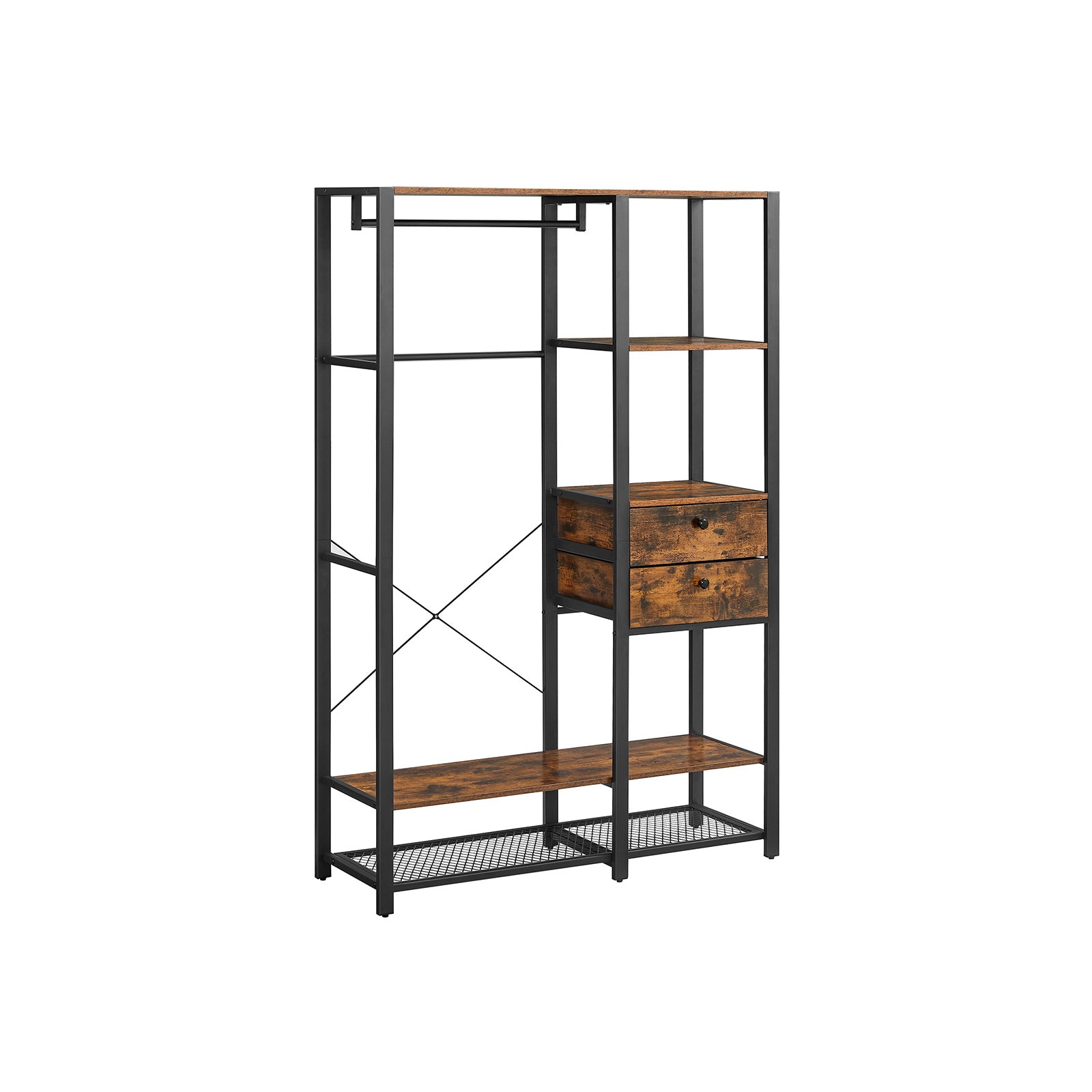 vasagle-kleiderst-nder-industriestil-vintagebraun-schwarz-f-r-schlafzimmer image 1