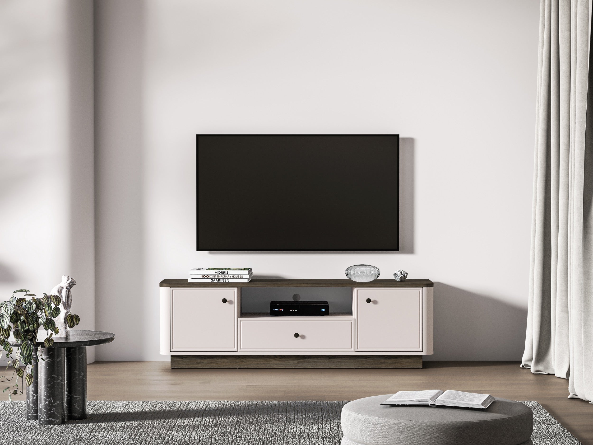 selsey-vilavio-tv-kommode-160-cm-zweit-rig-kaschmir-dunkle-windm-hle-eiche-mit-s image 2