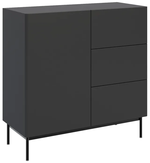 selsey-olio-kommode-100-cm-einfl-gelig-mit-3-schubladen-schwarz image 1
