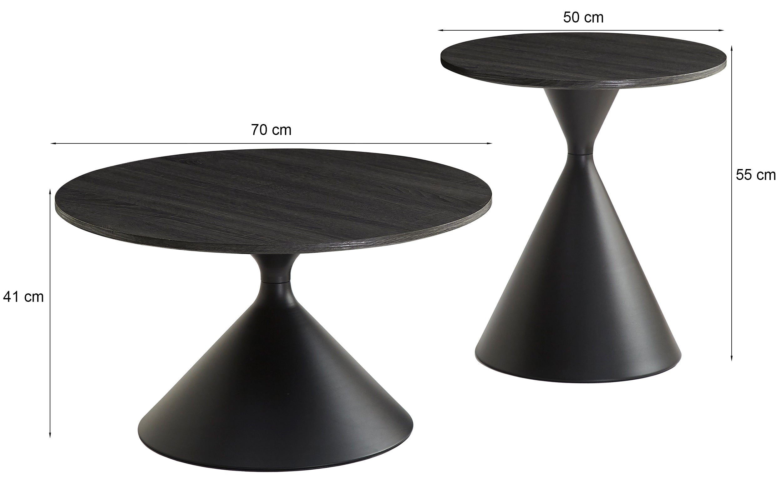 selsey-adrize-kaffeetisch-set-rund-50-und-70-cm-schwarzes-furnier-mit-metallgest image 5