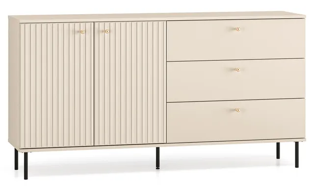 selsey-caletto-kommode-160-cm-zweit-rig-mit-drei-schubladen-beige-mit-lamellen image 1