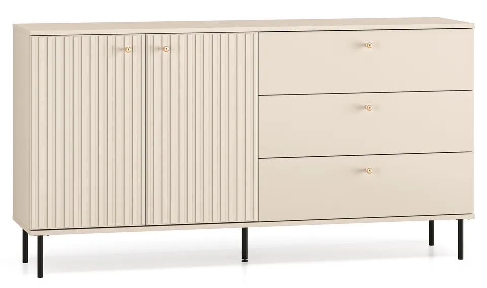 selsey-caletto-kommode-160-cm-zweit-rig-mit-drei-schubladen-beige-mit-lamellen image 1