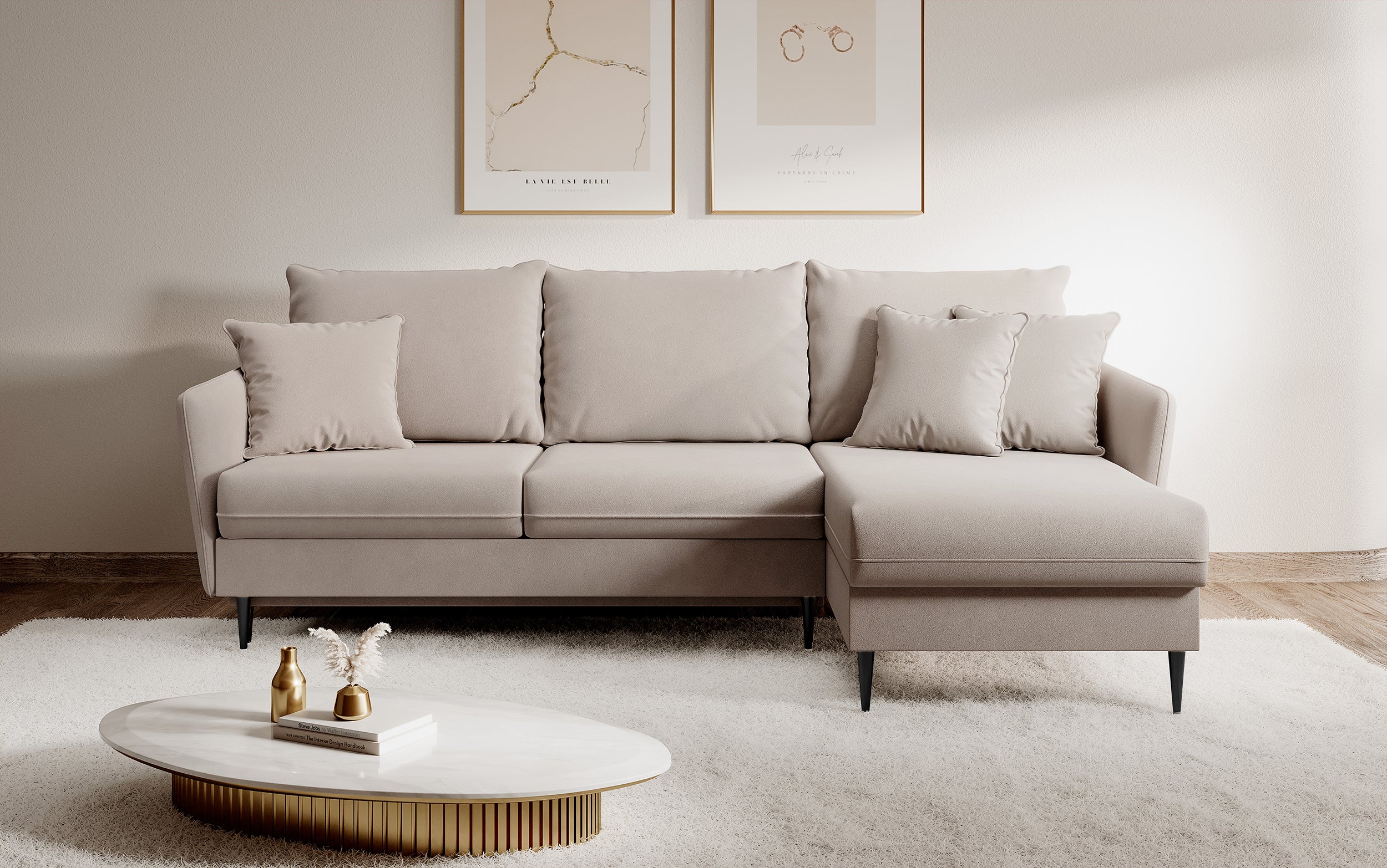 selsey-volio-ecksofa-mit-schlaffunktion-beige-wasserabweisender-samt-schwarze-be image 3