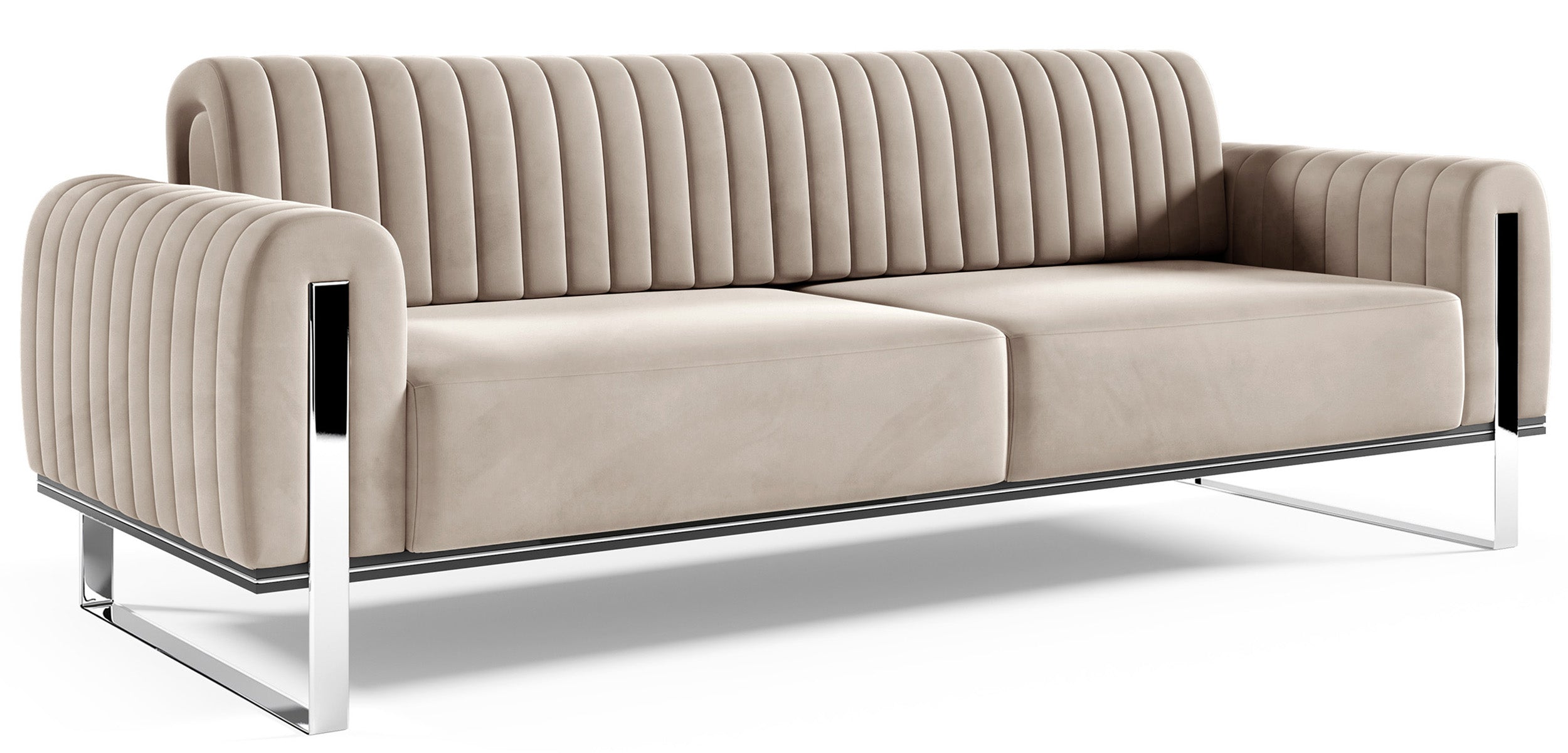selsey-parissa-dreipersonen-sofa-hellbeiger-samt-mit-chrombeinen image 4