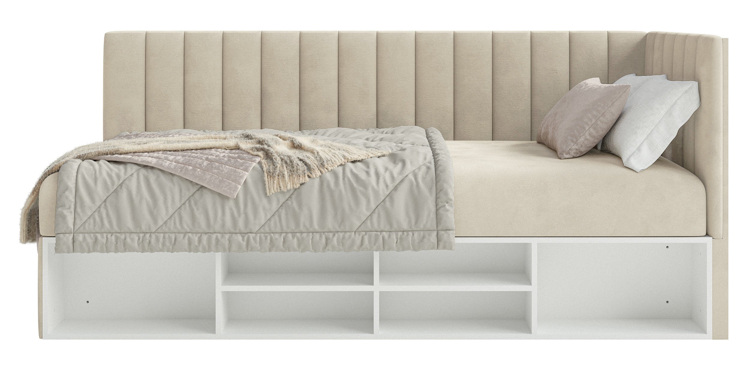 selsey-ventrio-jugendbett-90x200-cm-rechts-mit-stauraum-hellbeiger-velours image 5