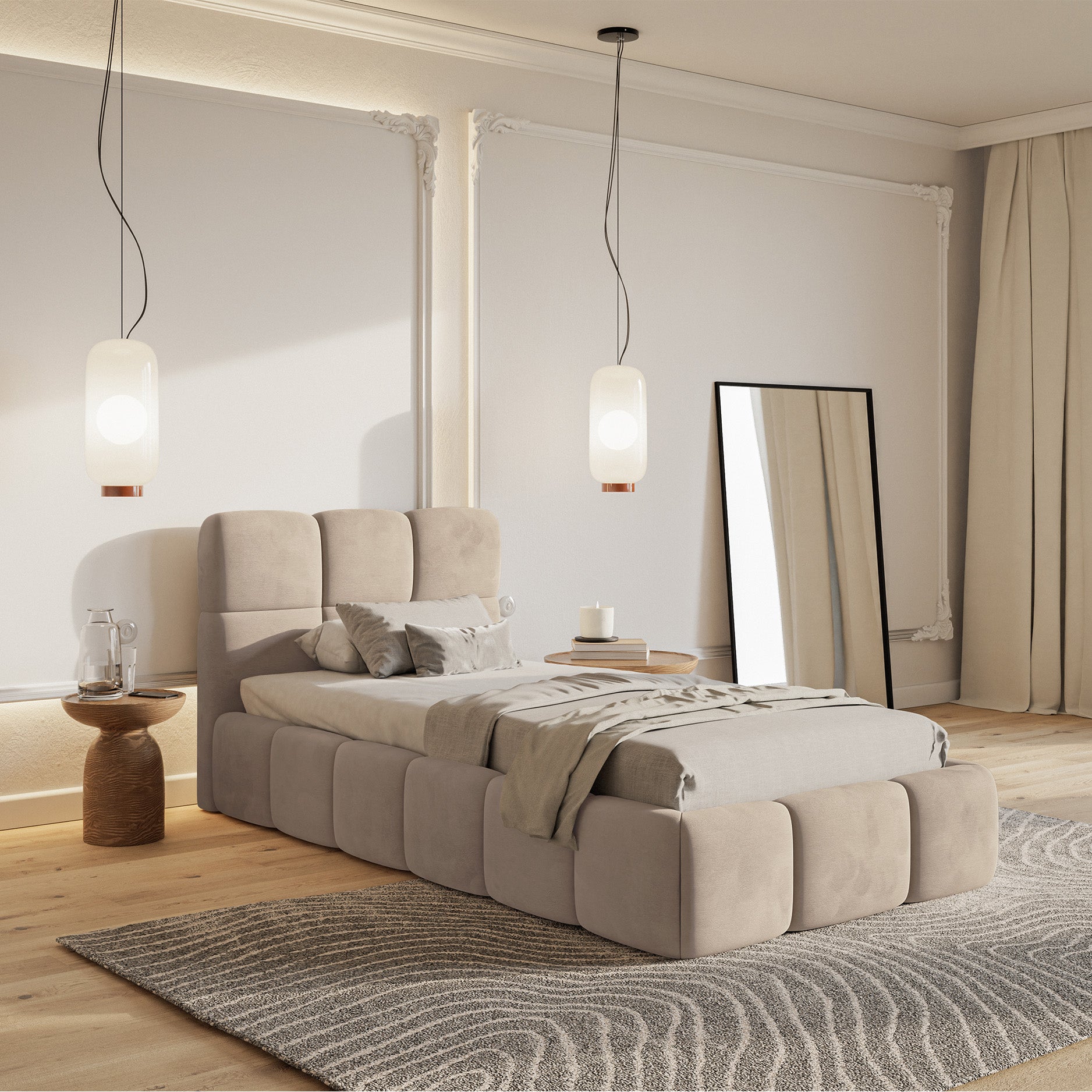 selsey-cloudy-polsterbett-90x200-cm-mit-stauraum-beige-velours-wasserabweisend-m image 2