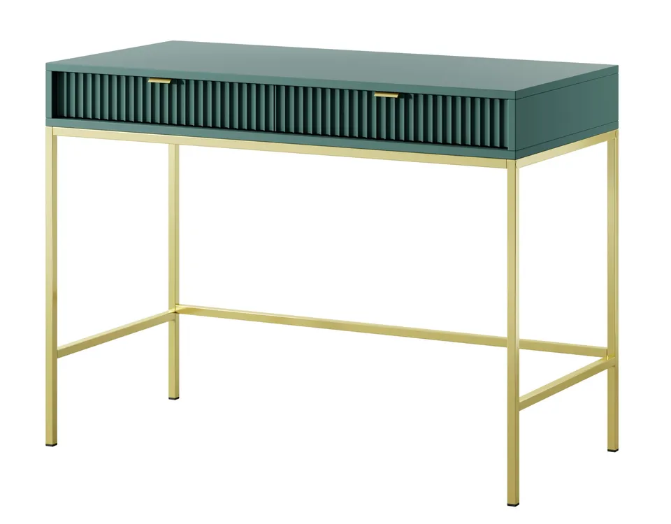 selsey-vellore-schminktisch-104-cm-gr-n-geriffelte-fronten-goldene-griffe image 1