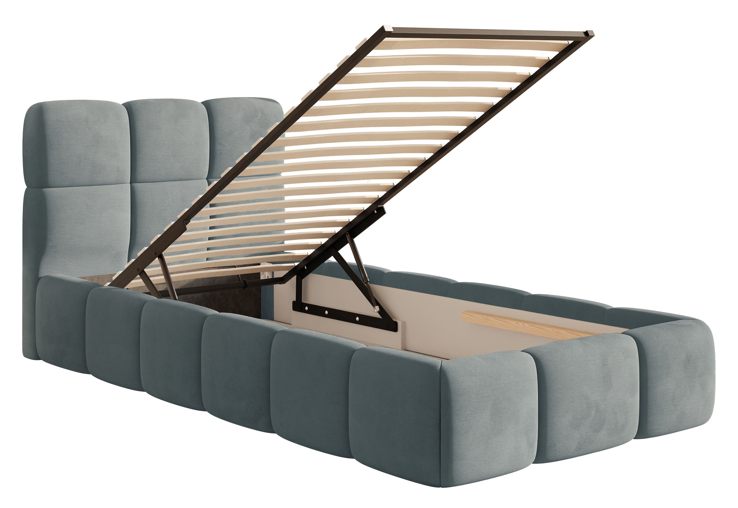 selsey-cloudy-gepolstertes-bett-90x200-cm-mit-stauraum-grauer-velours image 3