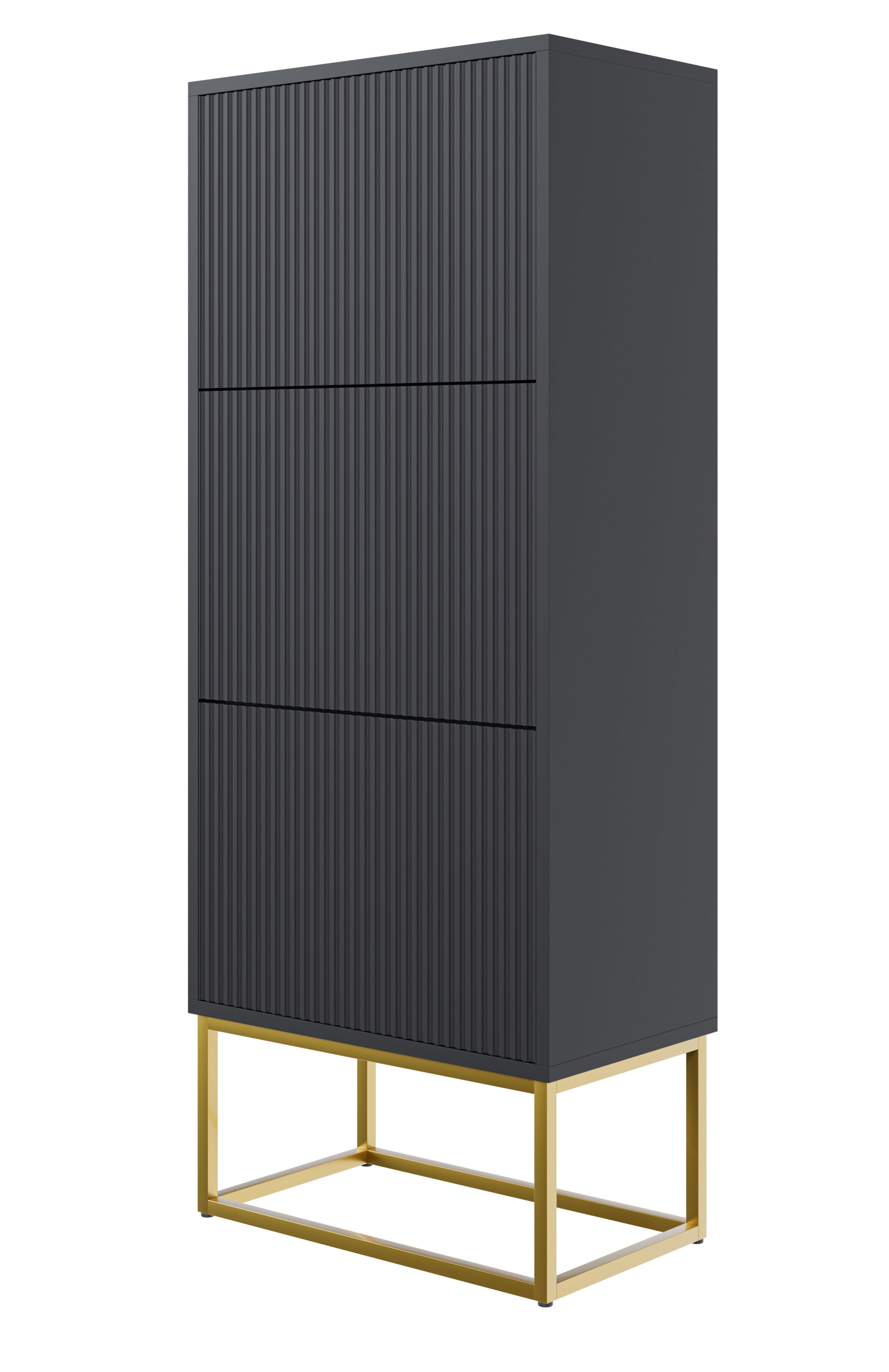 selsey-veldio-schuhschrank-mit-3-f-chern-50-cm-schwarz-mit-goldenen-beinen image 1