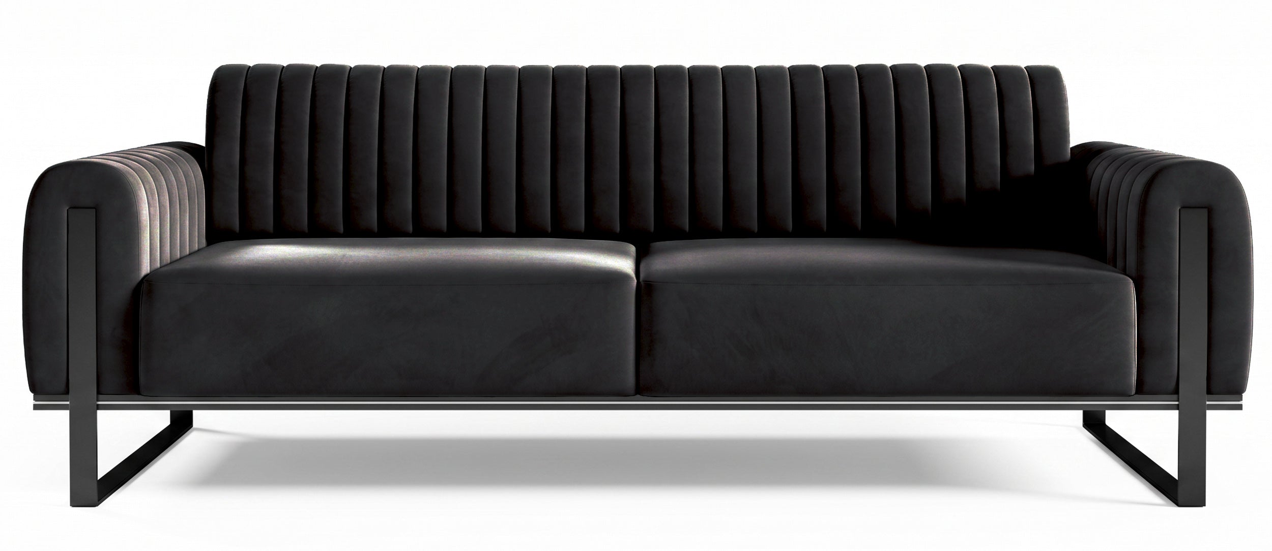 selsey-parissa-dreier-sofa-schwarzer-samt-schwarze-beine image 1