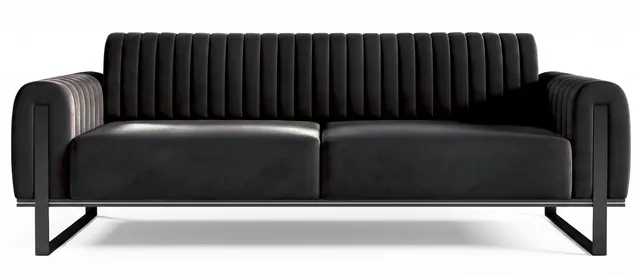 selsey-parissa-dreier-sofa-schwarzer-samt-schwarze-beine image 1