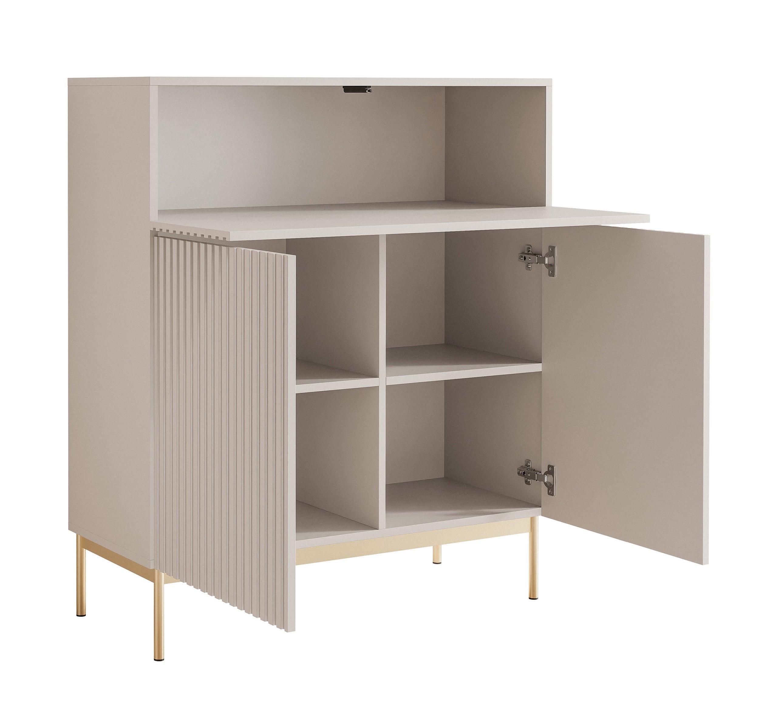 selsey-linearis-kommode-92-cm-zweit-rig-mit-klappfach-und-led-kaschmir-auf-goldb image 5