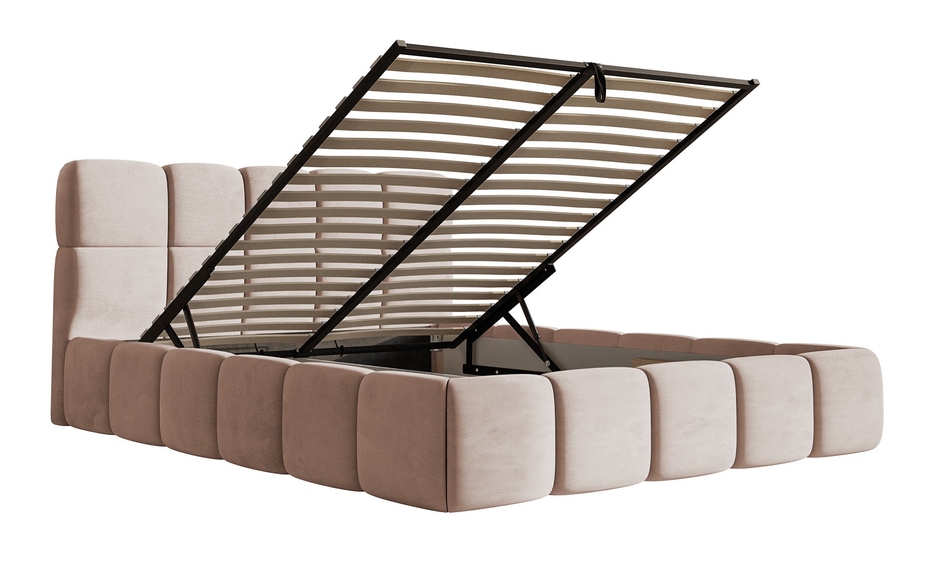 selsey-cloudy-polsterbett-140x200-cm-mit-stauraum-beige-velours-metallrahmen image 3