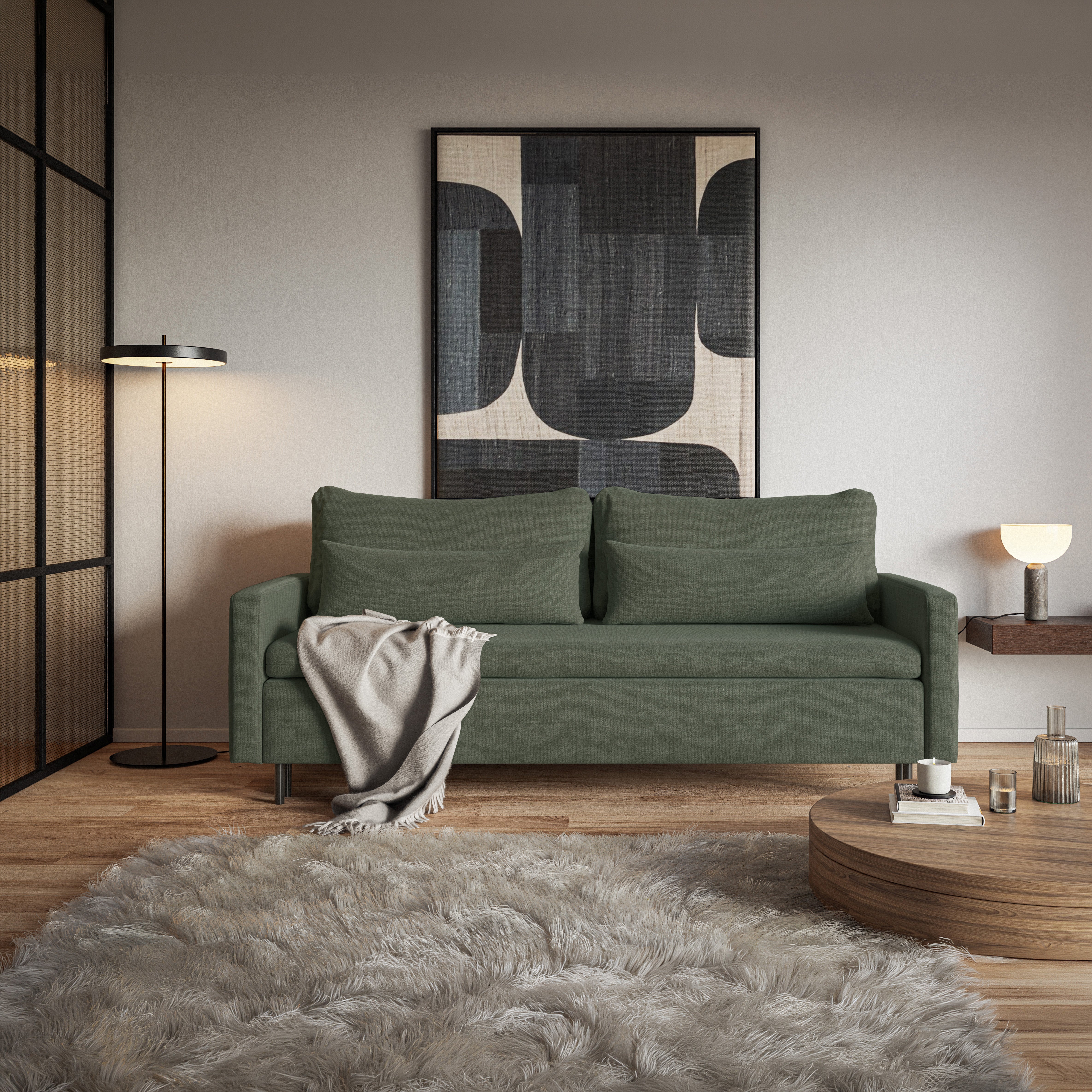 selsey-umpro-dreisitziges-schlafsofa-dunkelgr-n-chenille-easy-clean image 1