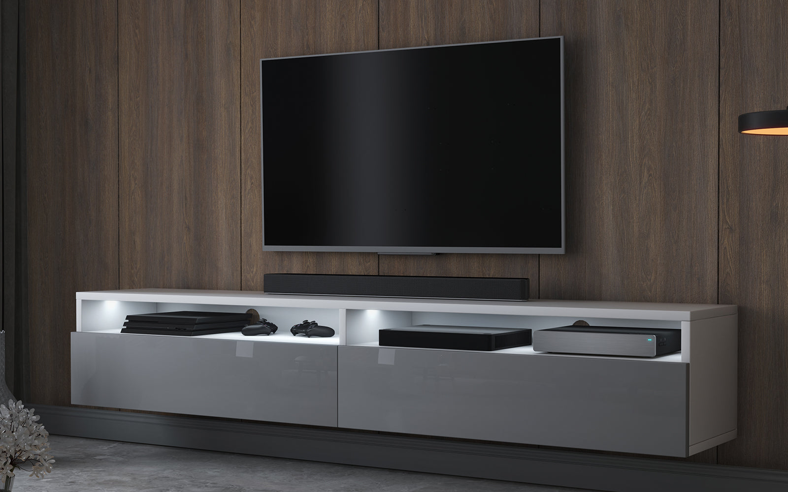 selsey-rednaw-tv-schrank-180-cm-wei-matt-grau-hochglanz-mit-beleuchtung image 2