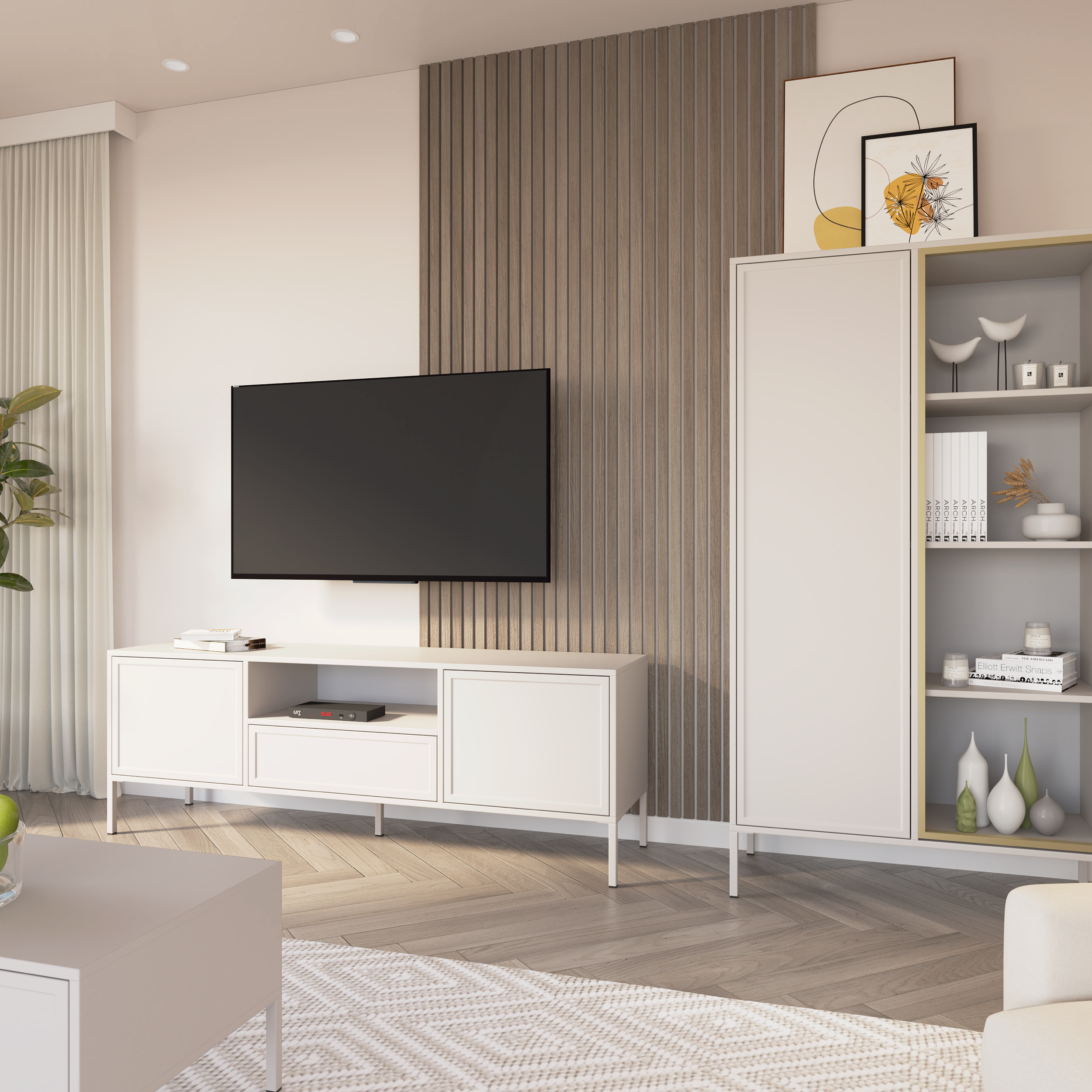 selsey-velveto-tv-schrank-160-cm-zweifl-gelig-mit-schublade-und-nische-kaschmir image 4