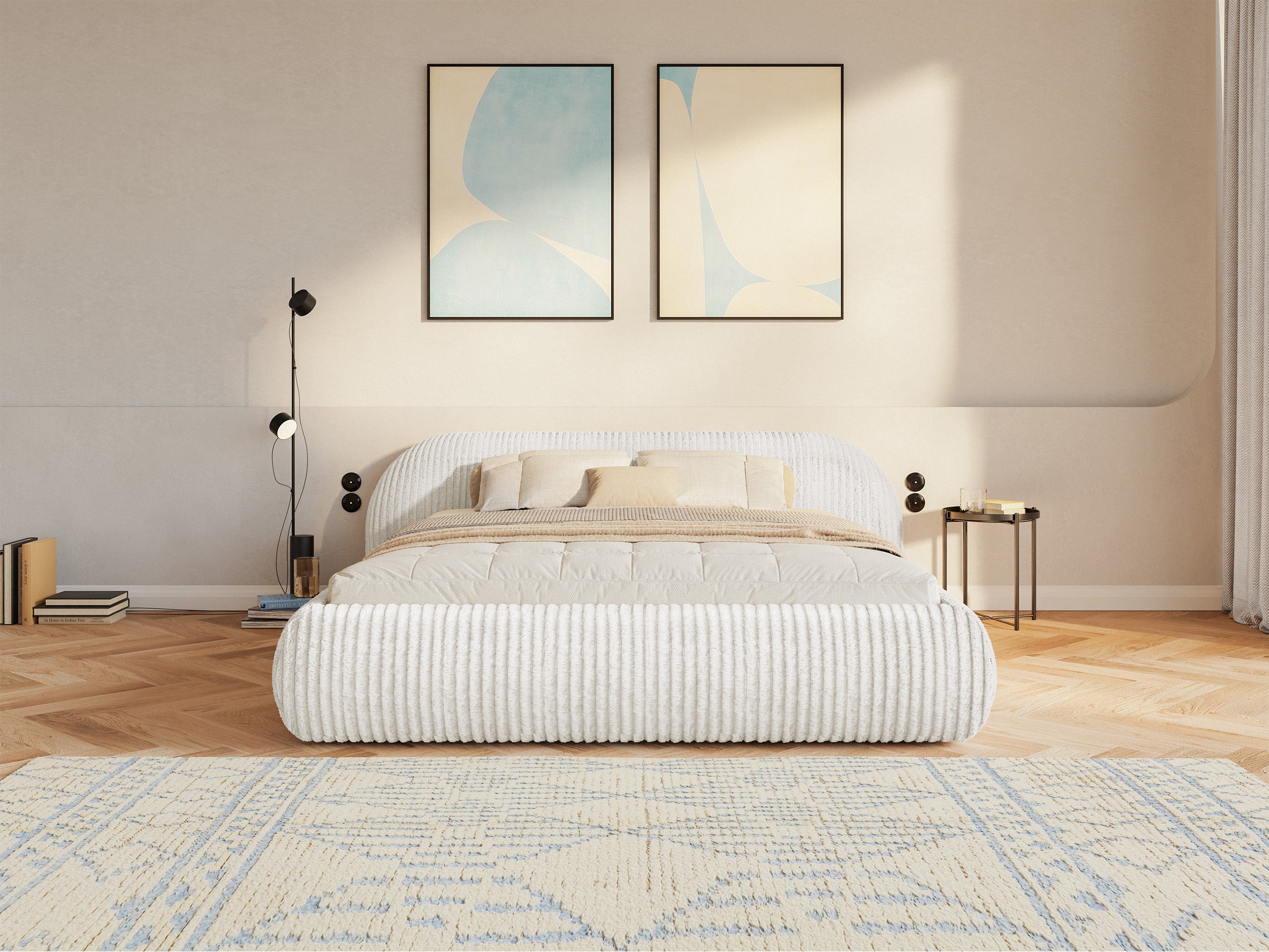 selsey-polsterbett-shels-low-160x200-cm-mit-stauraum-hellgrauer-dicker-cordstoff image 5