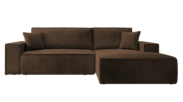 selsey-farese-new-ecksofa-l-form-rechts-mit-schlaffunktion-brauner-cord-stauraum image 1