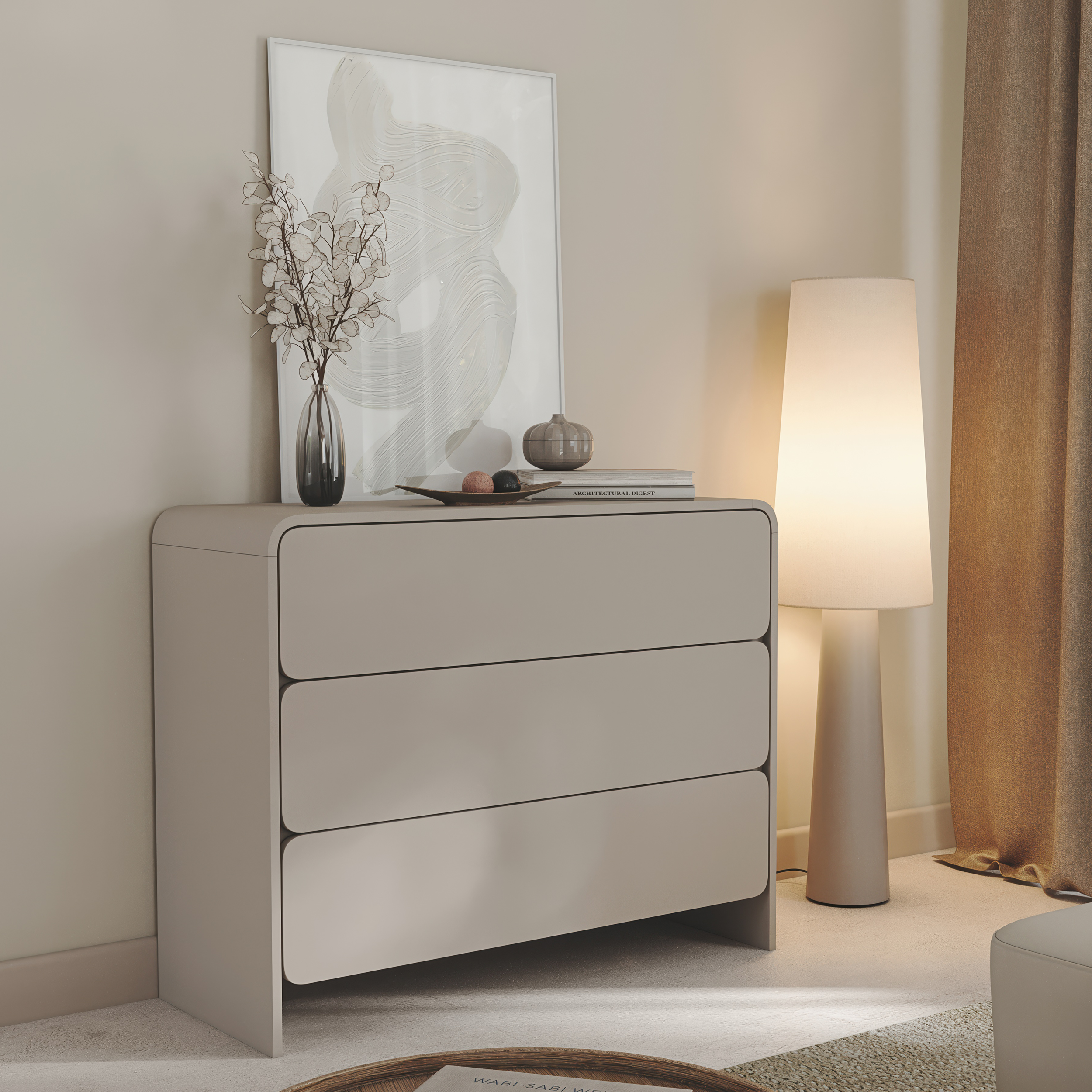 selsey-lummo-kommode-100-cm-mit-3-schubladen-kaschmir image 4