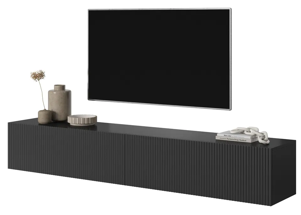 selsey-veldio-tv-schrank-175-cm-schwarz-h-ngend-mit-gefr-ster-front image 1