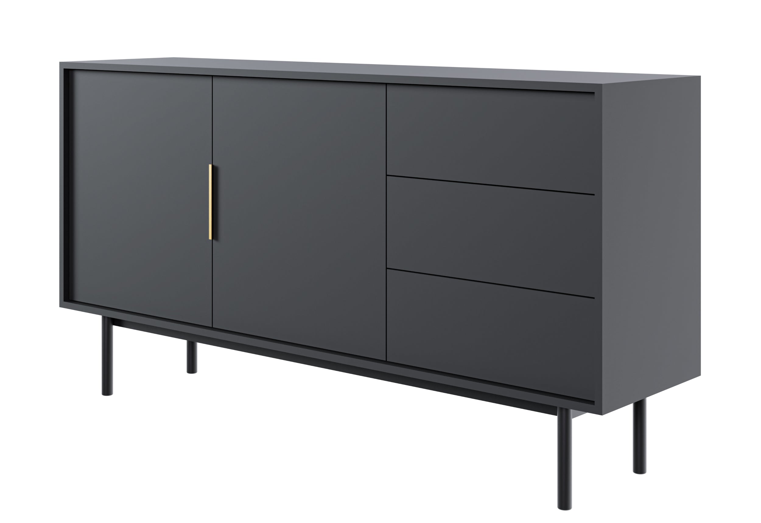 selsey-viviaro-zweit-rige-kommode-mit-drei-schubladen-154-cm-schwarz image 1