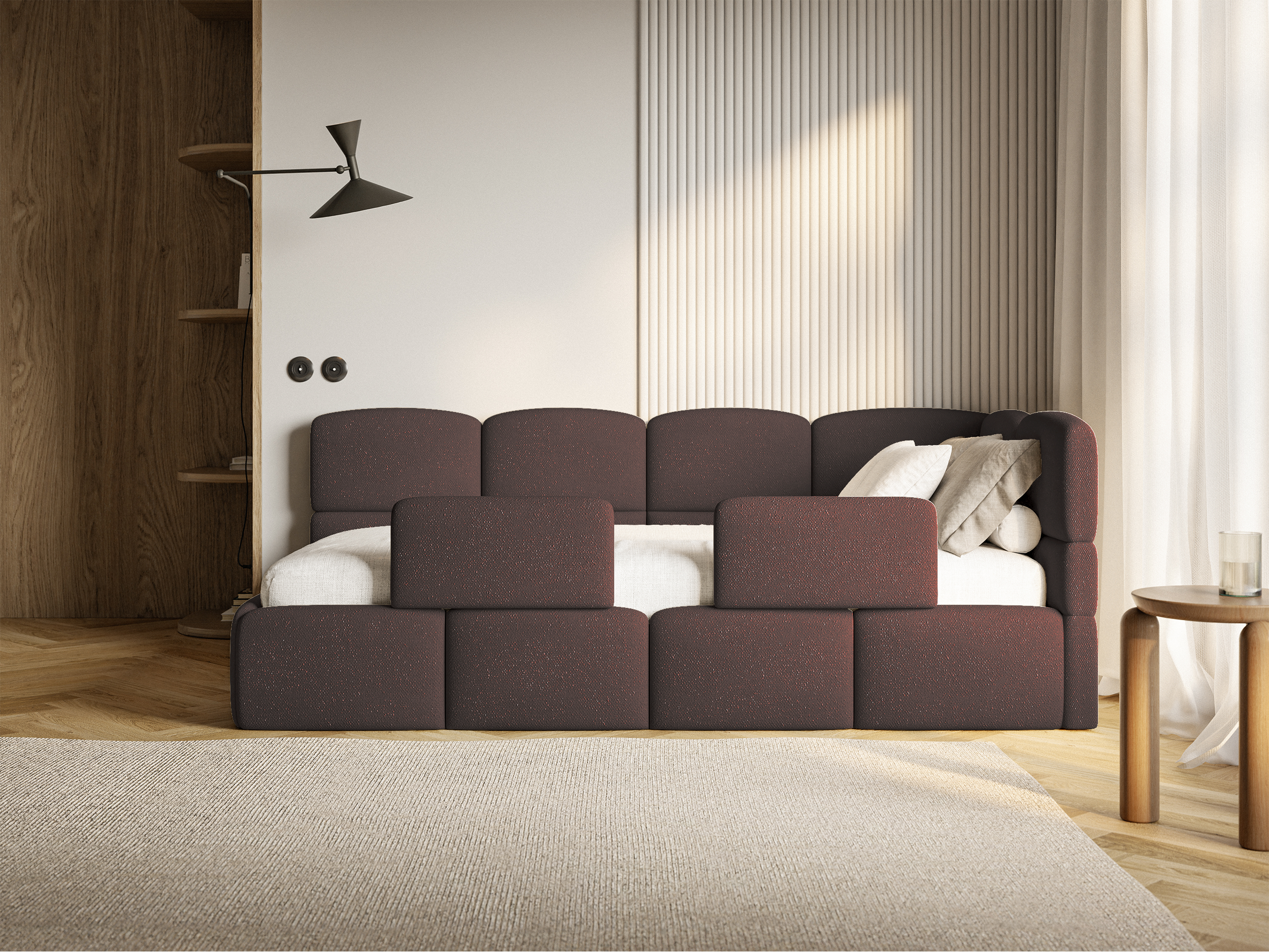 selsey-cloudy-jugendbett-90x200-cm-rechts-mit-stauraum-brauner-chenille-bezug image 7