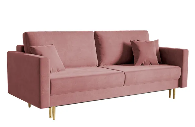selsey-valico-3-sitzer-schlafsofa-ausklappbar-rosa-samt-wasserabweisend image 1