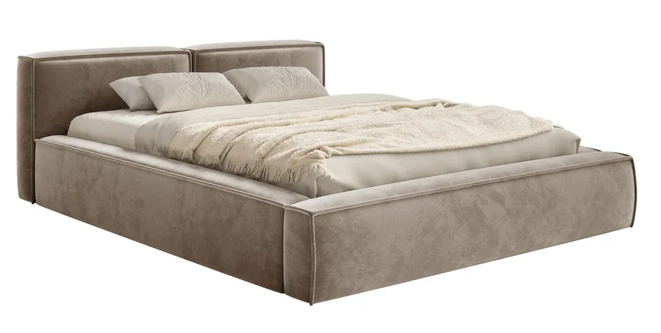 selsey-tilves-slim-low-polsterbett-140x200-cm-mit-stauraum-hellbrauner-samt-meta image 1