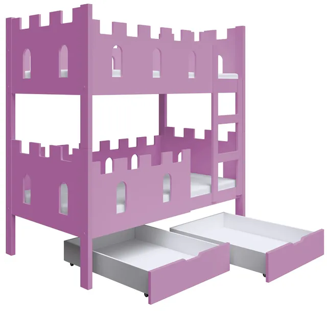 selsey-castelo-etagenbett-75x180-cm-mit-matratzen-und-schubladen-rosa image 1