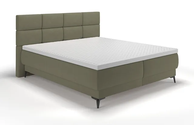 selsey-rektango-kontinentalbett-160x200-cm-mit-stauraum-und-topper-olivgr-ner-sa image 1