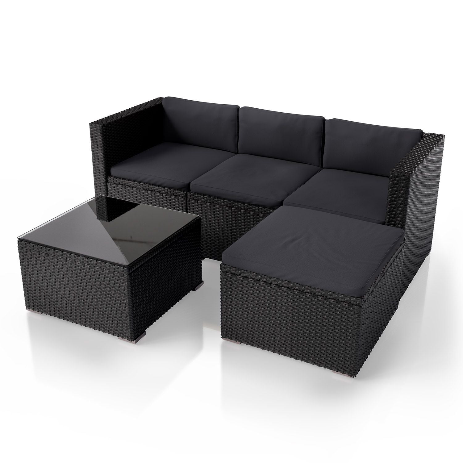 juskys-polyrattan-lounge-punta-cana-m-3-sitzer-sitzgruppe-schwarz-grau image 8