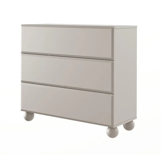 selsey-chocolated-kommode-100-cm-mit-3-schubladen-sandbeige-kugelbeine image 1