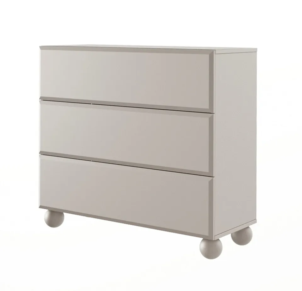 selsey-chocolated-kommode-100-cm-mit-3-schubladen-sandbeige-kugelbeine image 1