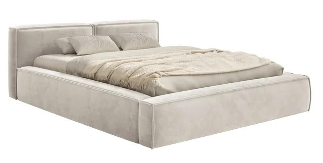 selsey-tilves-slim-low-bett-200x200-cm-mit-stauraum-grau-beige-samtvelours image 1
