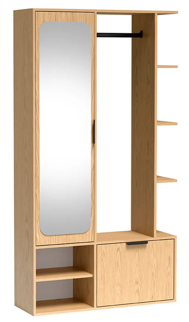 selsey-nala-garderobenset-flur-mit-spiegel-und-100-cm-stange-eiche-bookmatch image 1