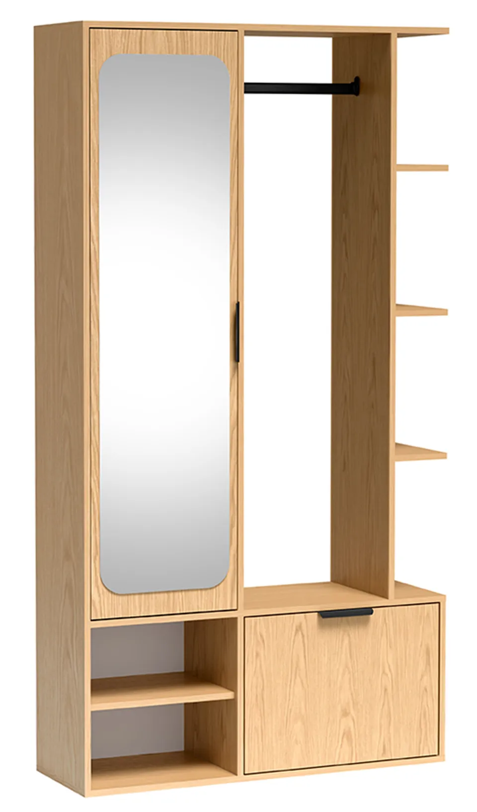 selsey-nala-garderobenset-flur-mit-spiegel-und-100-cm-stange-eiche-bookmatch image 1
