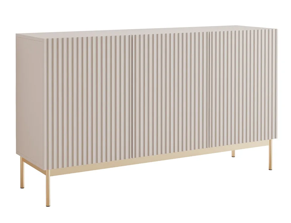 selsey-linearis-3-t-rige-kommode-138-cm-mit-led-kaschmir-auf-goldenen-beinen image 1