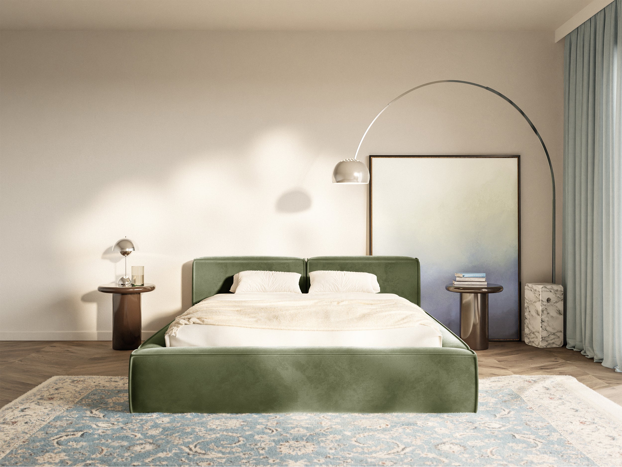 selsey-tilves-slim-low-polsterbett-200x200-cm-mit-stauraum-olivgr-ner-samt-metal image 3