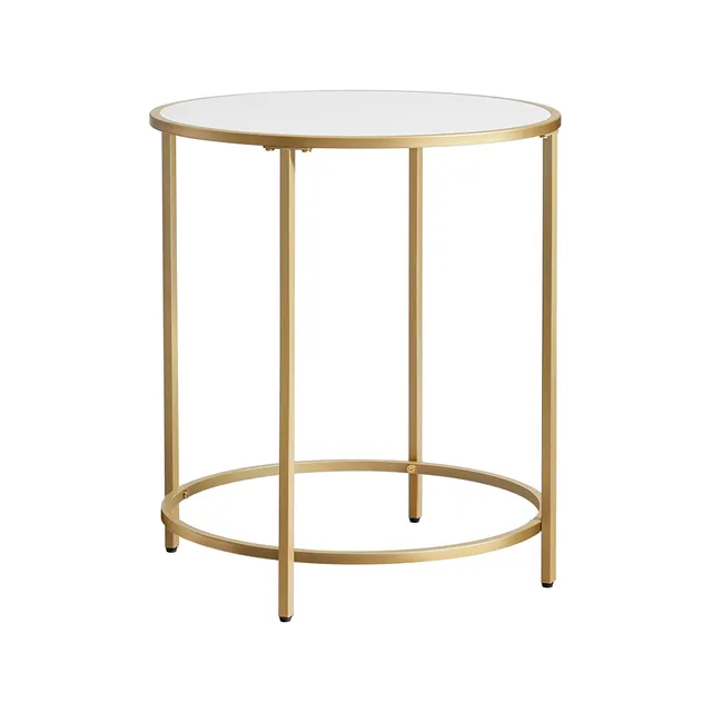 vasagle-beistelltisch-mit-metallrahmen-nachttisch-sofatisch-gold-wei image 1