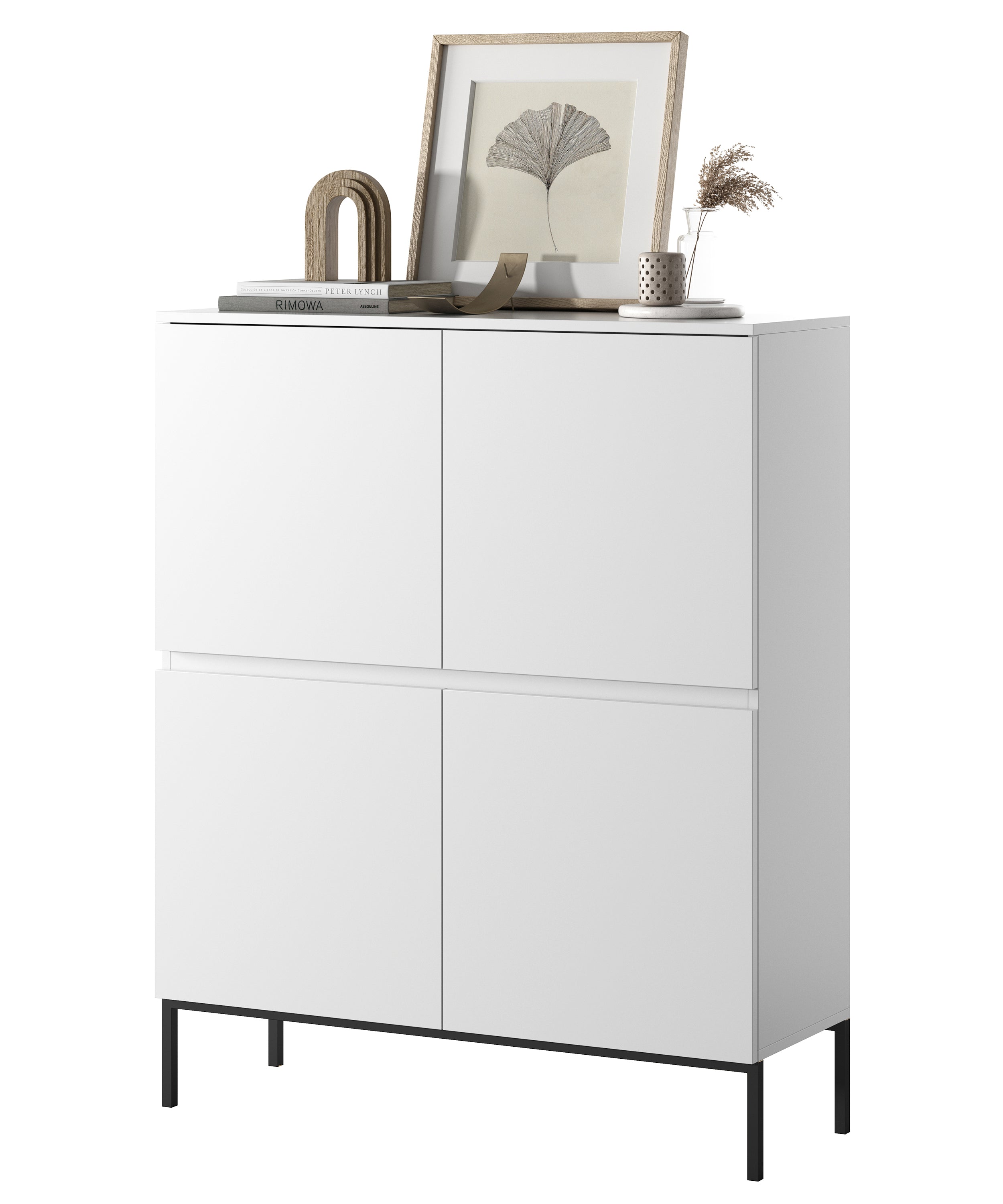 selsey-bemmi-hohe-kommode-100-cm-wei-mit-schwarzen-beinen image 4