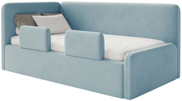 selsey-fanklo-jugendbett-90x200-cm-links-blau-samt-mit-matratze-und-stauraum image 1